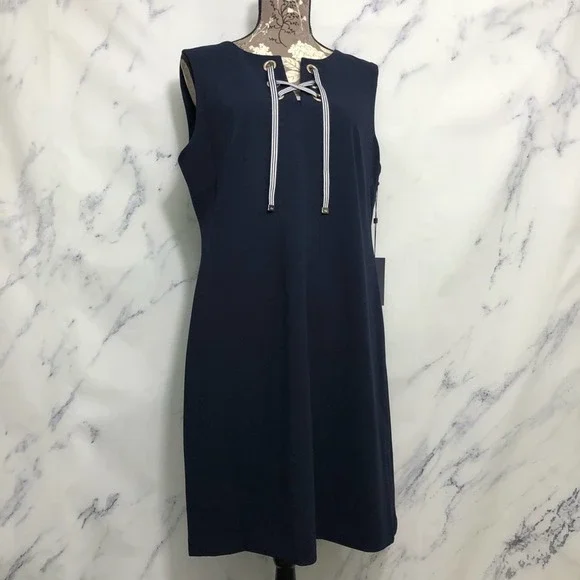 Tommy Hilfiger | Dresses | Tommy Hilfiger Sleeveless Sky Captain Lace Up A  Line Dress Navy Blue Nautical | Poshmark
